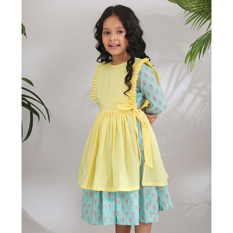 Birthday Dress | Cotton Dress for Girls | Double Layered | Yellow