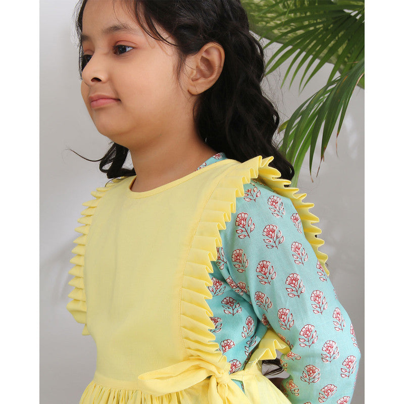 Birthday Dress | Cotton Dress for Girls | Double Layered | Yellow