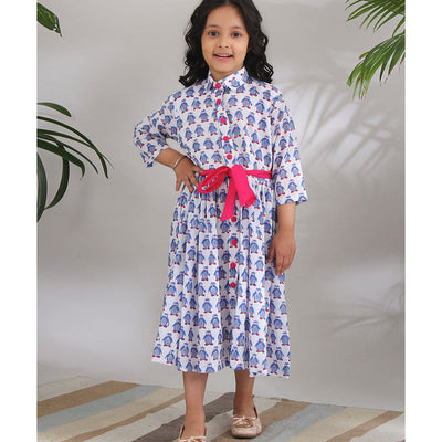 Birthday Dress | Cotton Shirt Dress for Girls | White