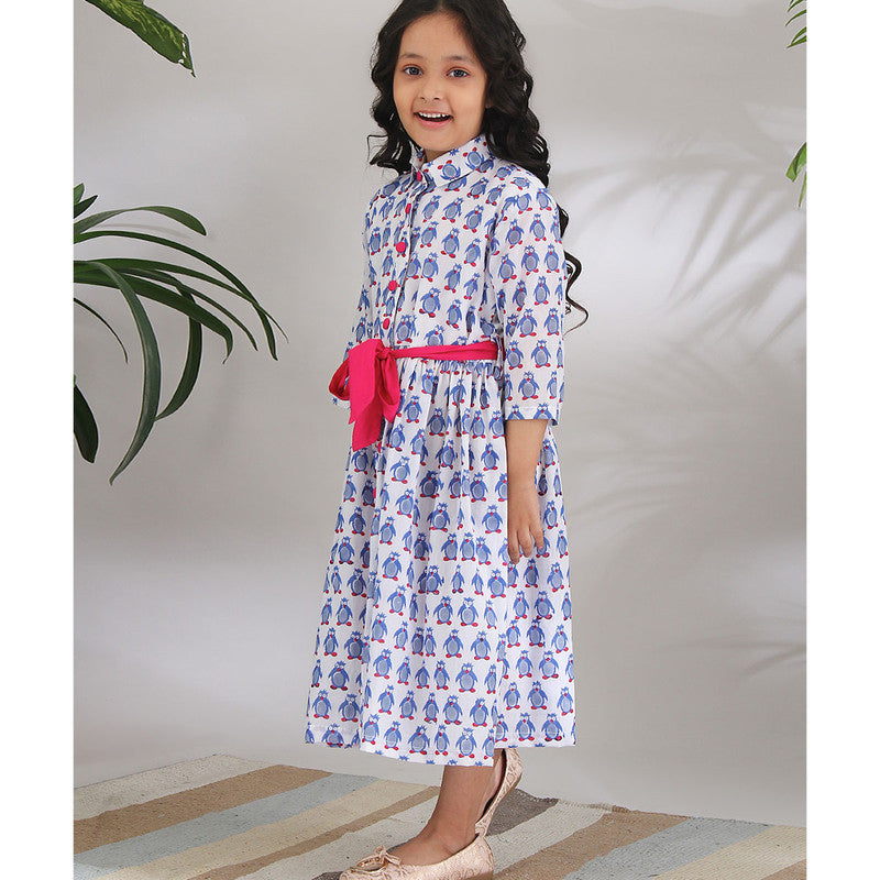 Birthday Dress | Cotton Shirt Dress for Girls | White