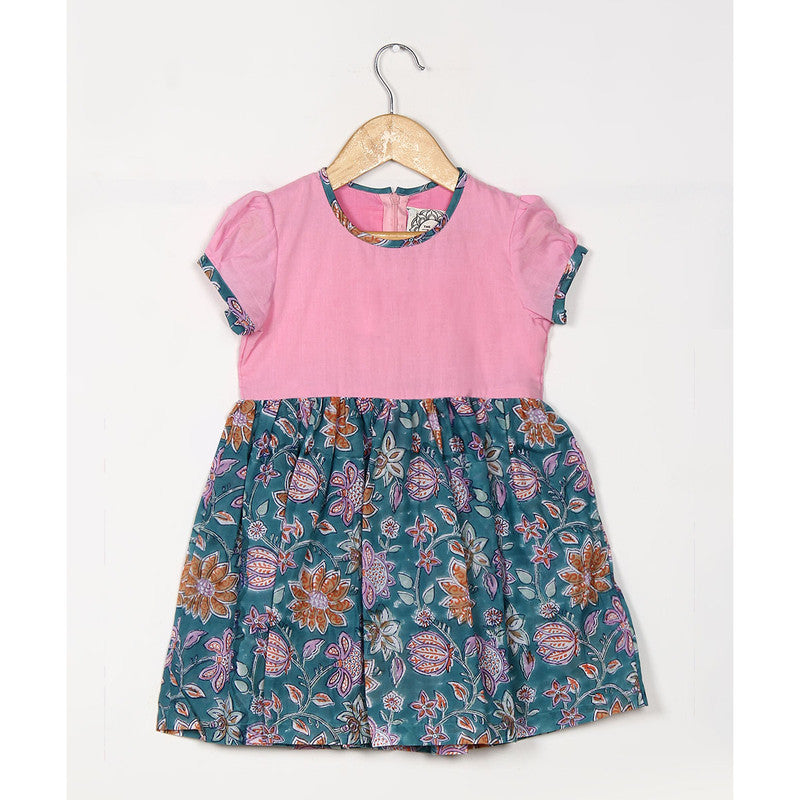 Birthday Dress | Cotton Floral Dress for Girls | Pink & Blue