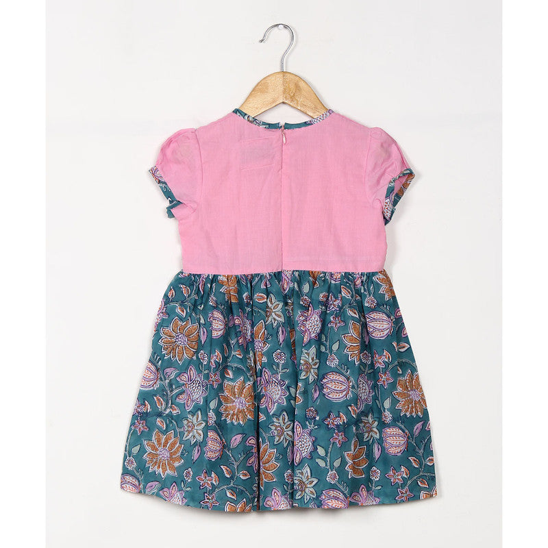 Birthday Dress | Cotton Floral Dress for Girls | Pink & Blue