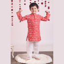 Cotton Kurta Pajama Set for Kids | Red.