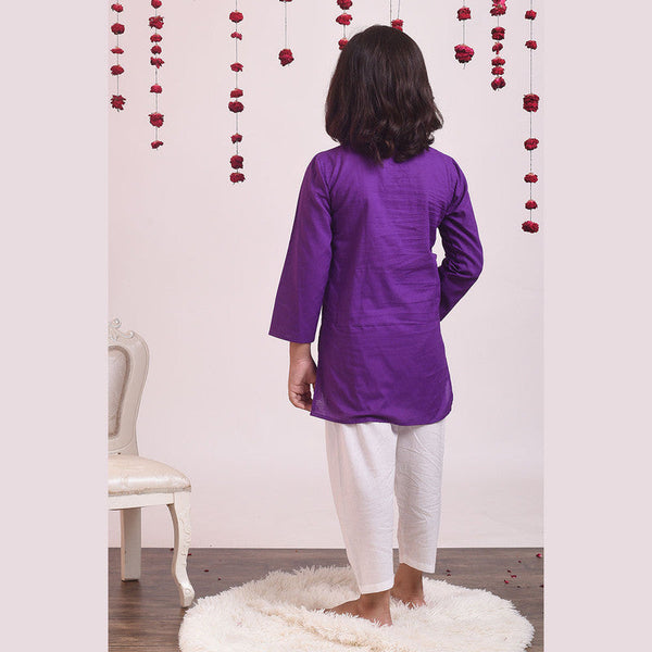 Cotton Kurta Pajama Set for Kids | Violet