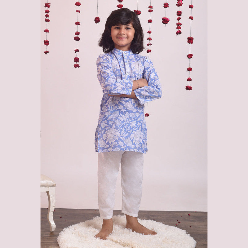 Cotton Kurta Pajama Set for Kids | Blue