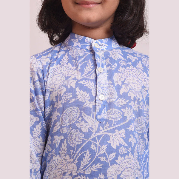 Cotton Kurta Pajama Set for Kids | Blue