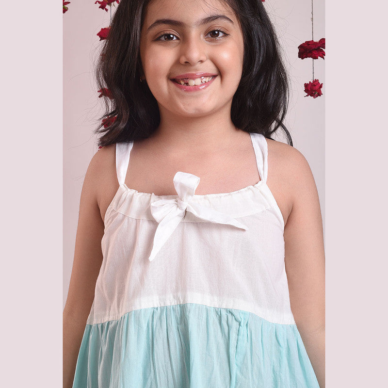 Birthday Dress | Cotton Dress for Girls | White & Blue