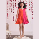 Birthday Dress | Cotton Tie-up Dress for Kids | Orange & Pink