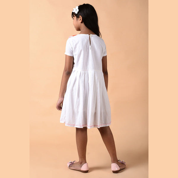 Birthday Dress | Cotton Collar Dress for Girls | White