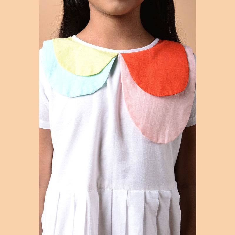 Birthday Dress | Cotton Collar Dress for Girls | White