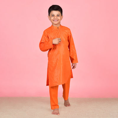 Cotton Kurta Pajama for Boys | Orange