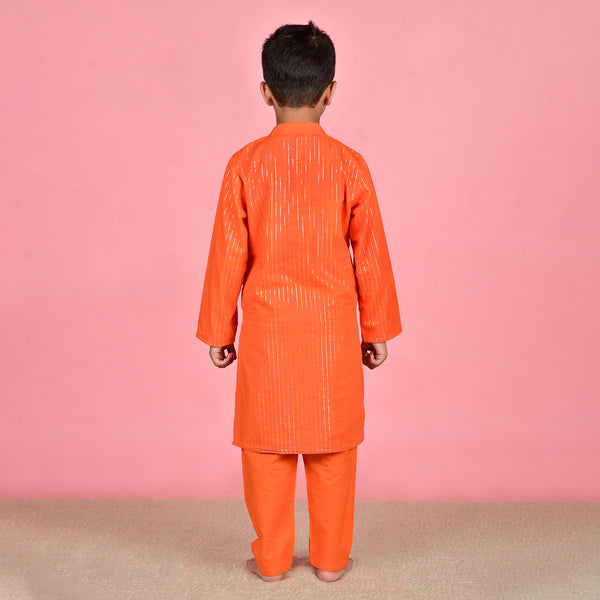 Cotton Kurta Pajama for Boys | Orange