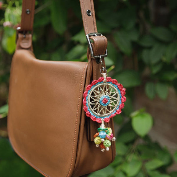 Wooden Beads Crochet Dreamcatcher Keychain