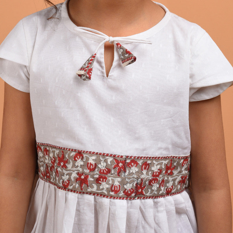 Birthday Dress | Cotton Border Dress for Kids | White