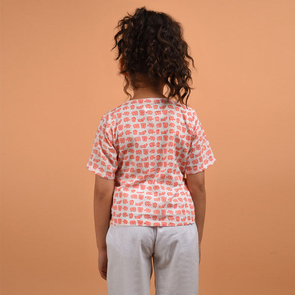 Pure Cotton Angrakha Top |  Peach