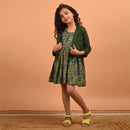 Birthday Dress for Girls | Cotton Dress with Shrug | Green