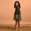 Birthday Dress for Girls | Cotton Dress with Shrug | Green