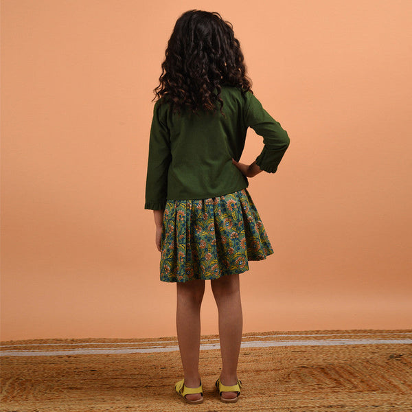 Birthday Dress for Girls | Cotton Dress with Shrug | Green