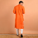 Cotton Hand Embroidered Kurta | Orange