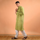 Mehendi Ceremony Dress | Cotton Kurta for Men | Green