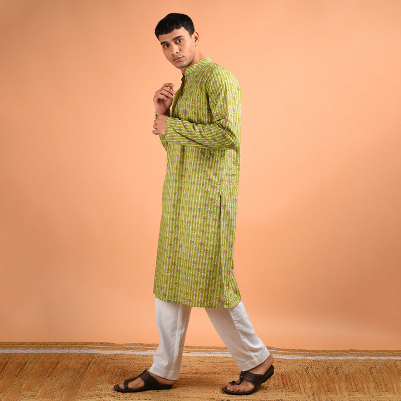 Mehendi Ceremony Dress | Cotton Kurta for Men | Green