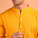 Cotton Kantha Weave Kurta | Yellow