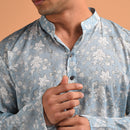 Cotton Block Print Kurta | Grey