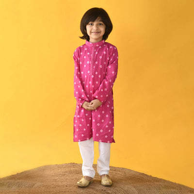 Cotton Kurta Pajama for Boys | Pink