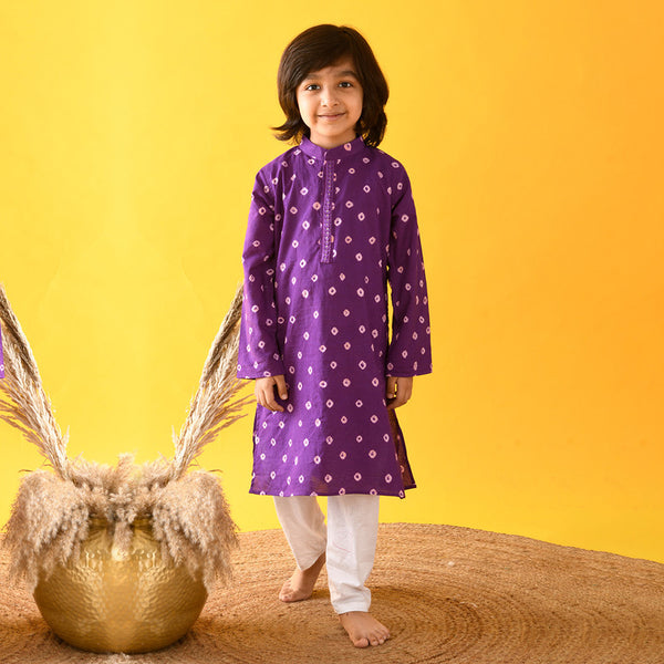 Cotton Boys Kurta Pajama | Purple