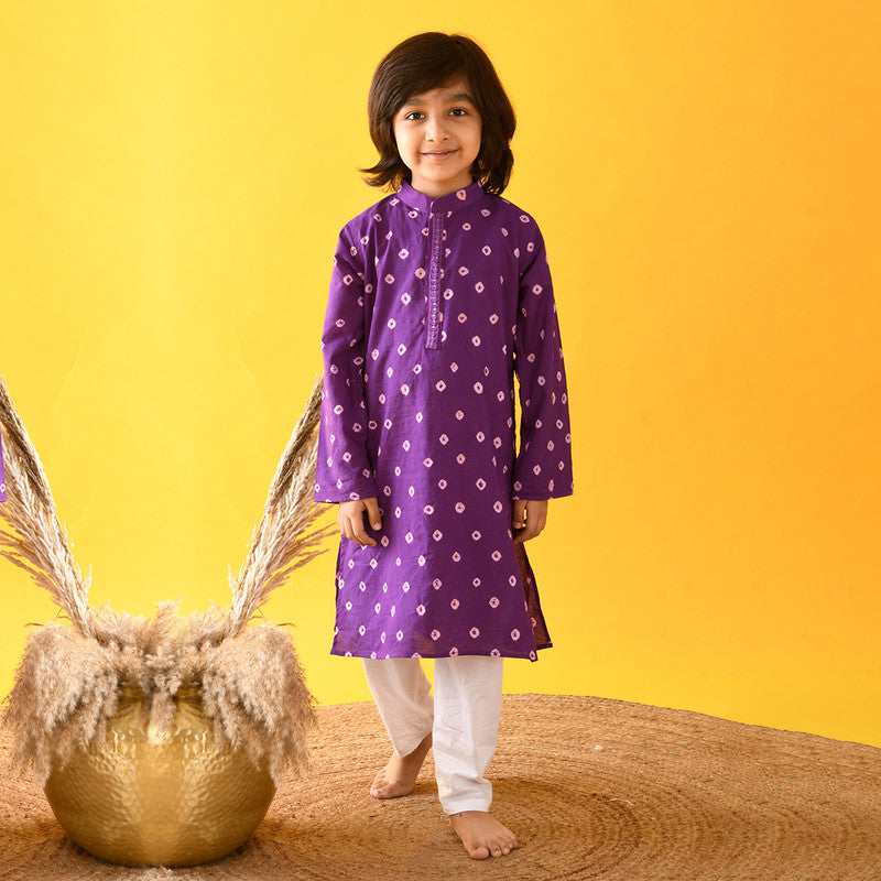 Cotton Boys Kurta Pajama | Purple