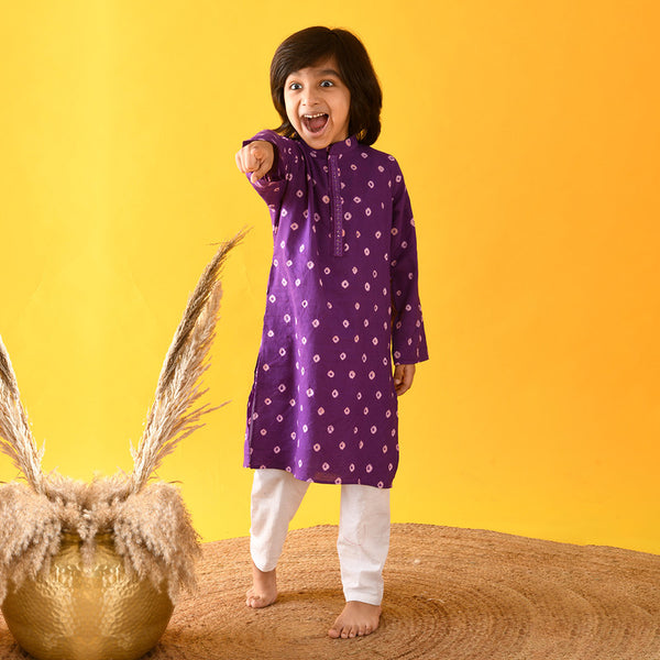 Cotton Boys Kurta Pajama | Purple