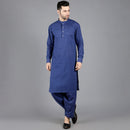 Cotton Kurta Jacket Set for Men | Blue