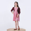 Cotton Dress with Shrug for Girls | PInk