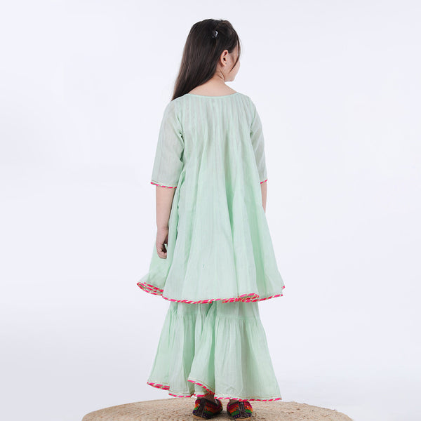 Cotton Kurta Pants Set for Girls | Green