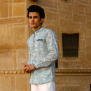 Cotton Short Kurta for Men | Handblock Print | Grey