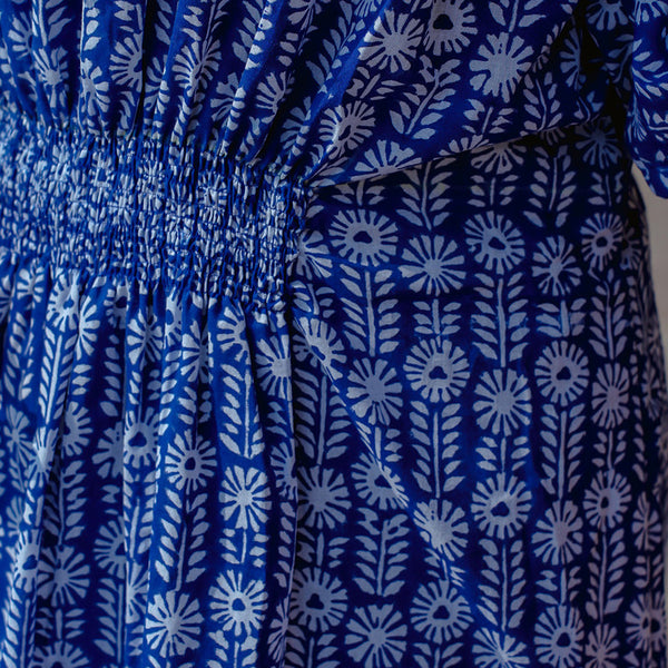 Cotton Maxi Dress for Women | Floral | Blue