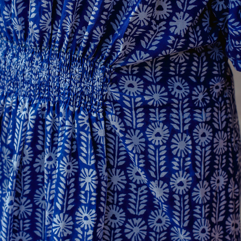 Cotton Maxi Dress for Women | Floral | Blue