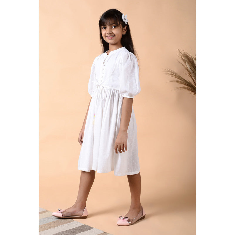 Birthday Dress | Cotton Overlap Dress for Kids | White