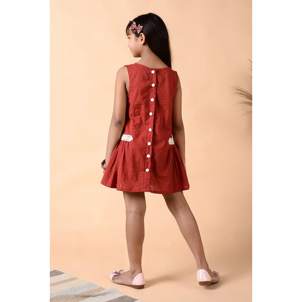 Birthday Dress | Pure Cotton Dress for Girls | Maroon