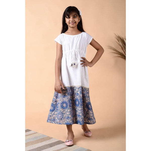 Birthday Dress | Cotton Printed Dress for Girls | White