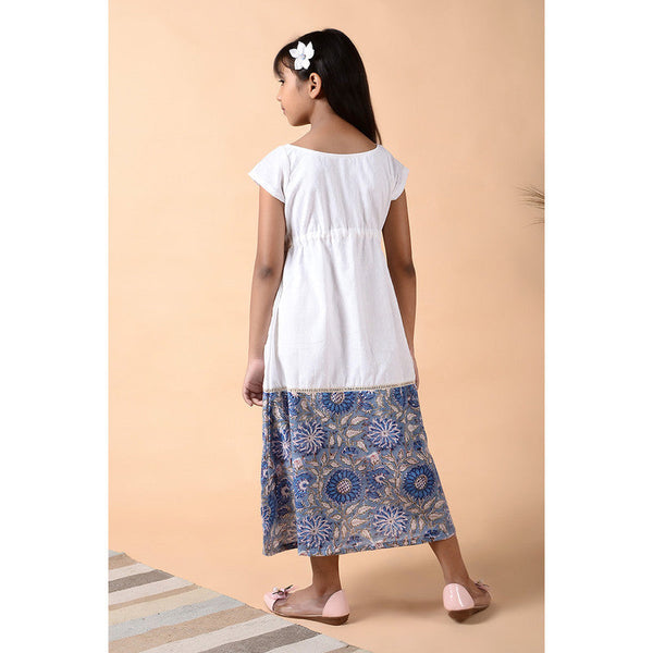 Birthday Dress | Cotton Printed Dress for Girls | White