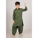 Cotton Kurta Set for Boys | Pathani Style | Green