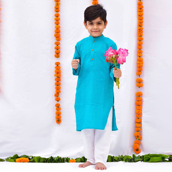 Cotton Kurta Pajama for Boys | Turquoise