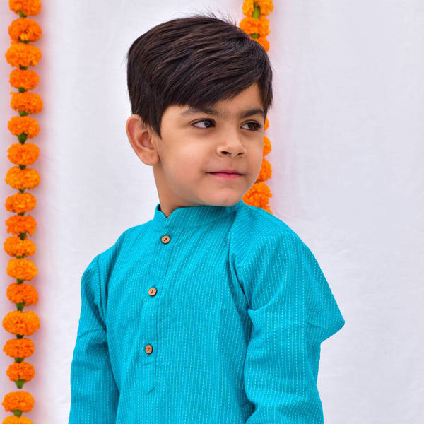 Cotton Kurta Pajama for Boys | Turquoise