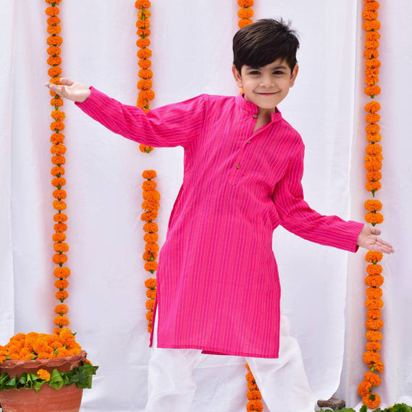 Cotton Kurta Pajama for Boys | Pink