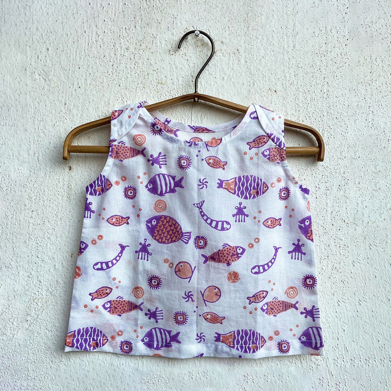 Organic Cotton Top and Pants Set for Baby | Peach & Purple