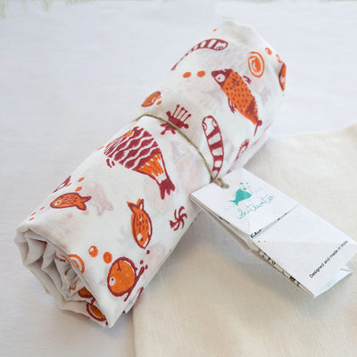 Organic Cotton Baby Swaddle | Red | 111 x 111 cm