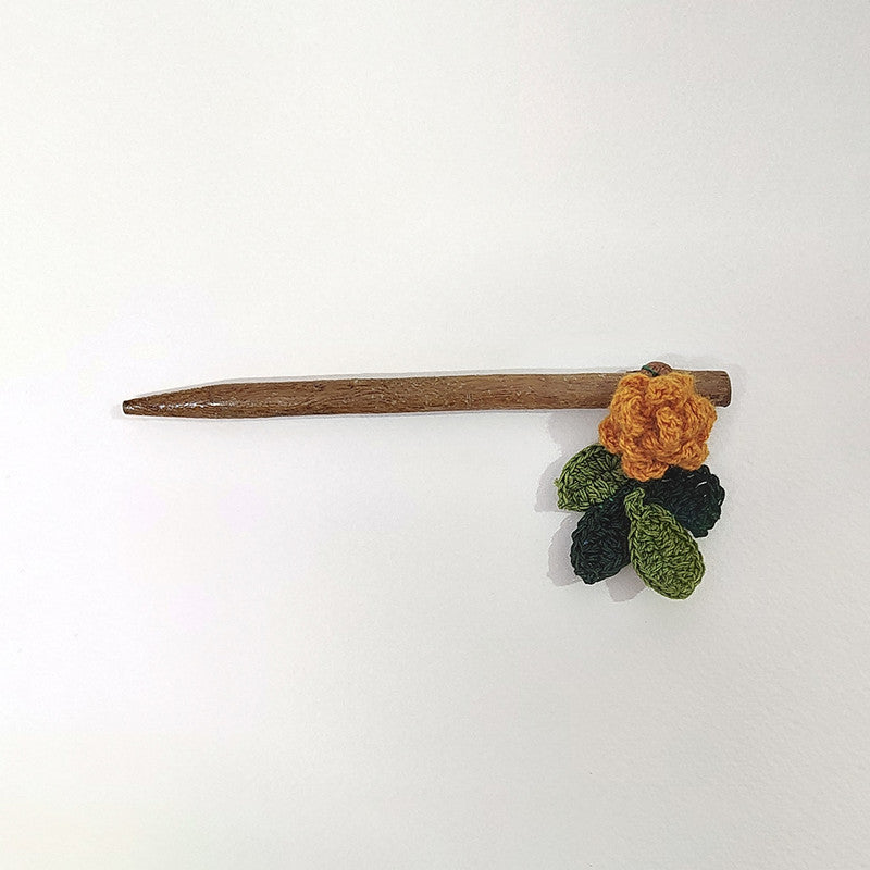 Cotton Yarn Hair Stick | Tangerine