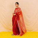 Linen Saree | Festive Wear For Women | Embroidered | Red