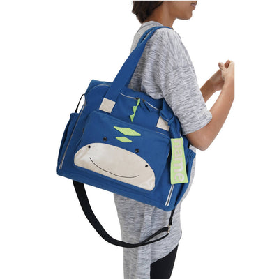 Organic Canvas Baby Bag | Dino | Cobalt Blue